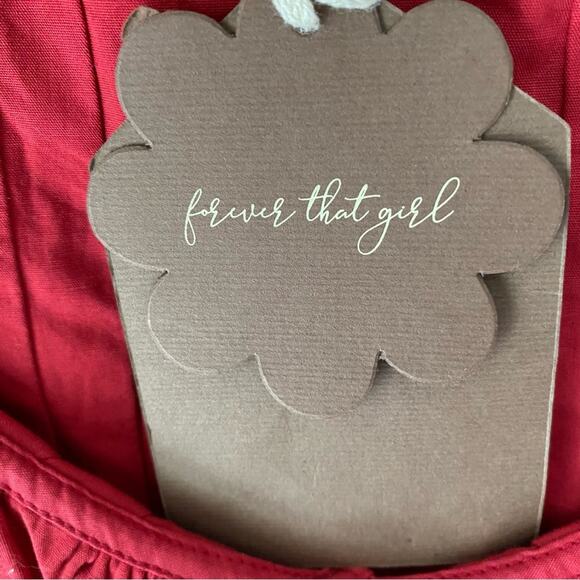 Anthropologie Forever That Girl Pintucked Ruffle Red Blouse Shirt NWTs medium - Picture 8 of 10